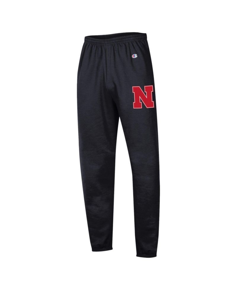 Men's Black Nebraska Huskers Powerblend Banded Fleece Sweatpants