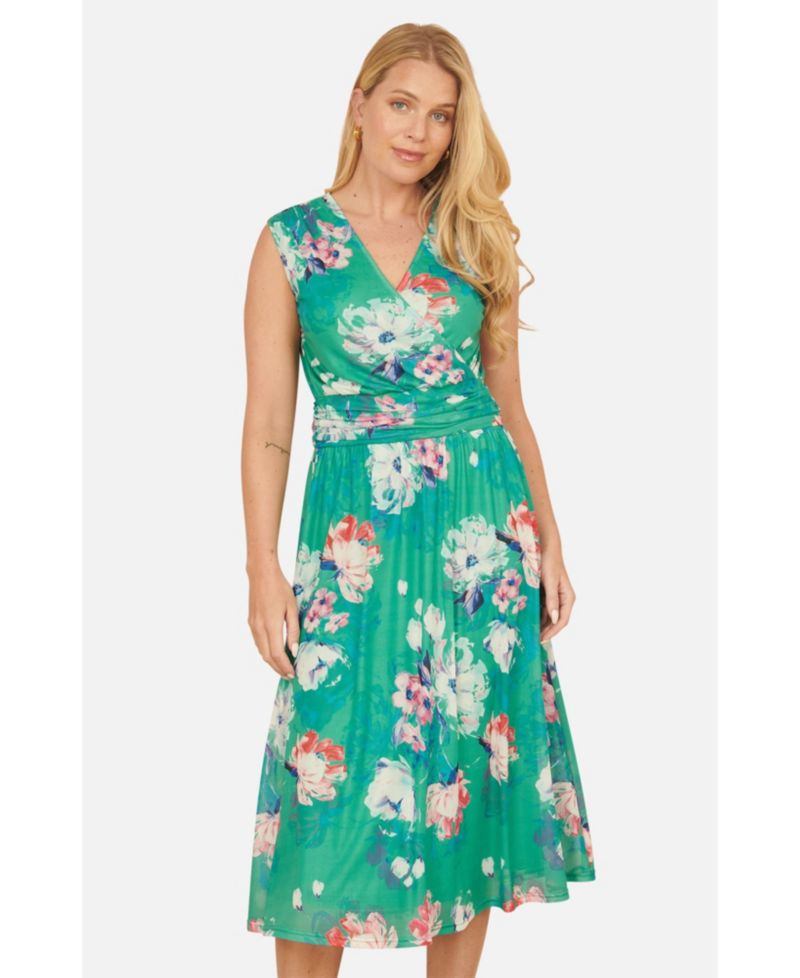 Women's Blossom Print Stretch Mesh Dress