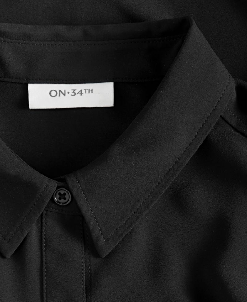 Women's Cropped Button-Down Crepe Shirt
