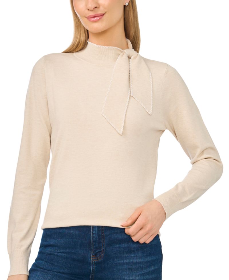 Women's Scarf Tie Neck Sweater