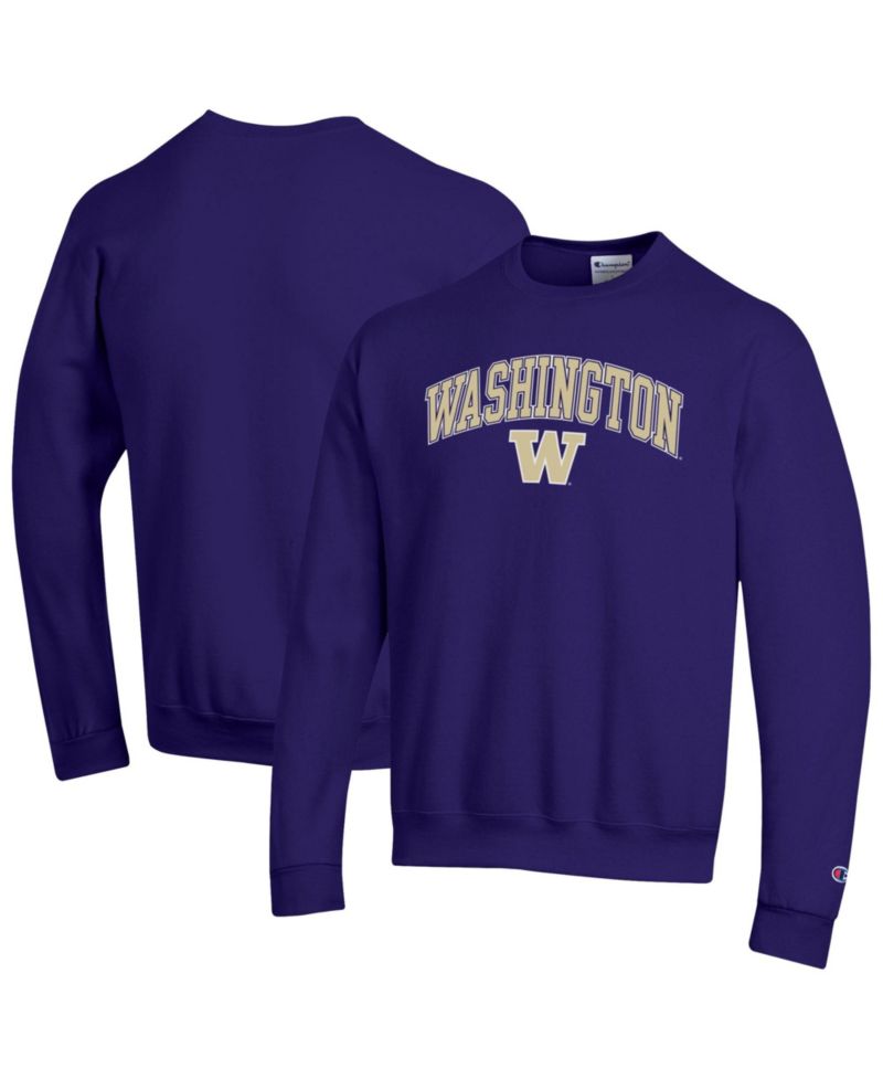 Men's Champion Purple Washington Huskies Arch Over Logo Pullover Sweatshirt