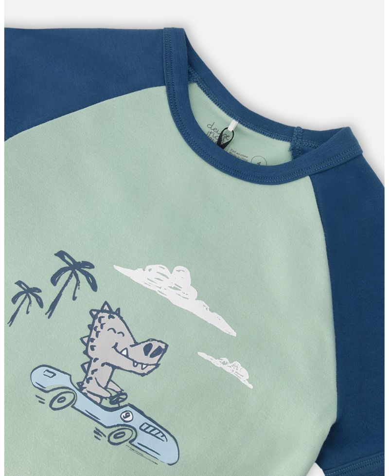Baby Boys Cotton Two-Piece Pyjama Set Crocodile Print