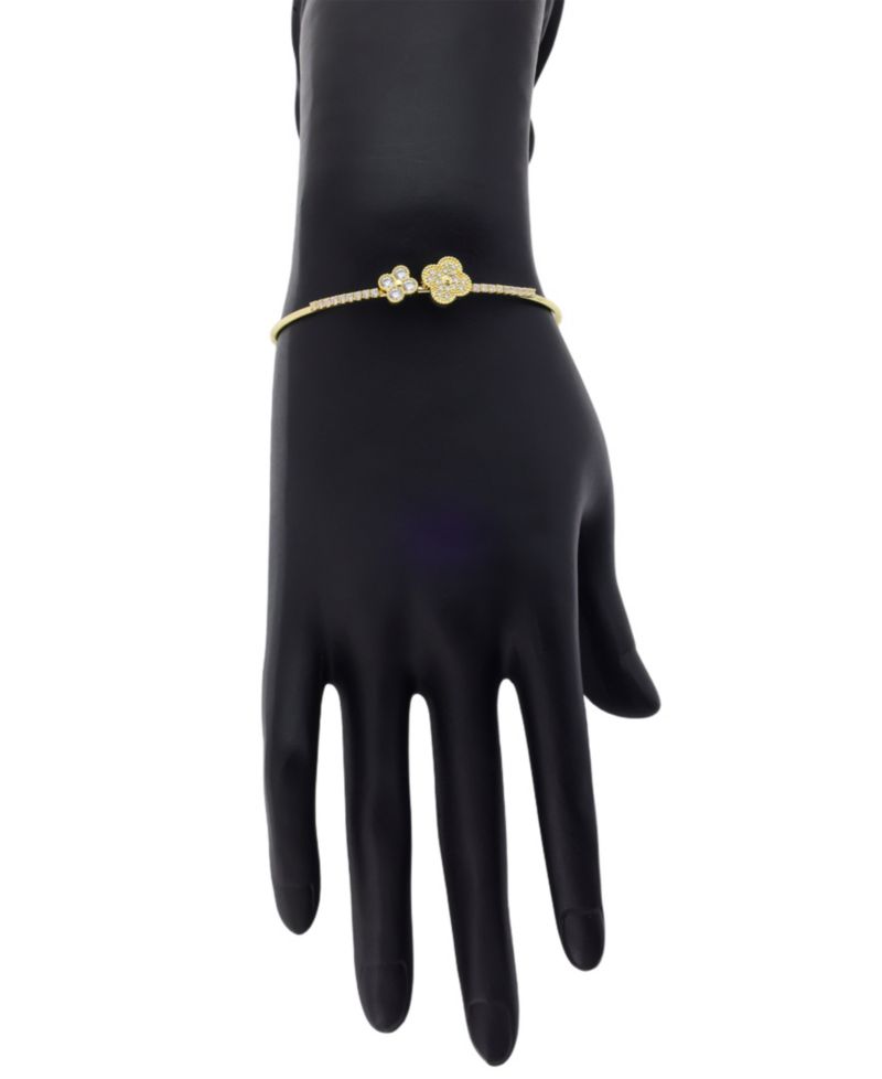 Cubic Zirconia Double Clover Cuff Bracelet