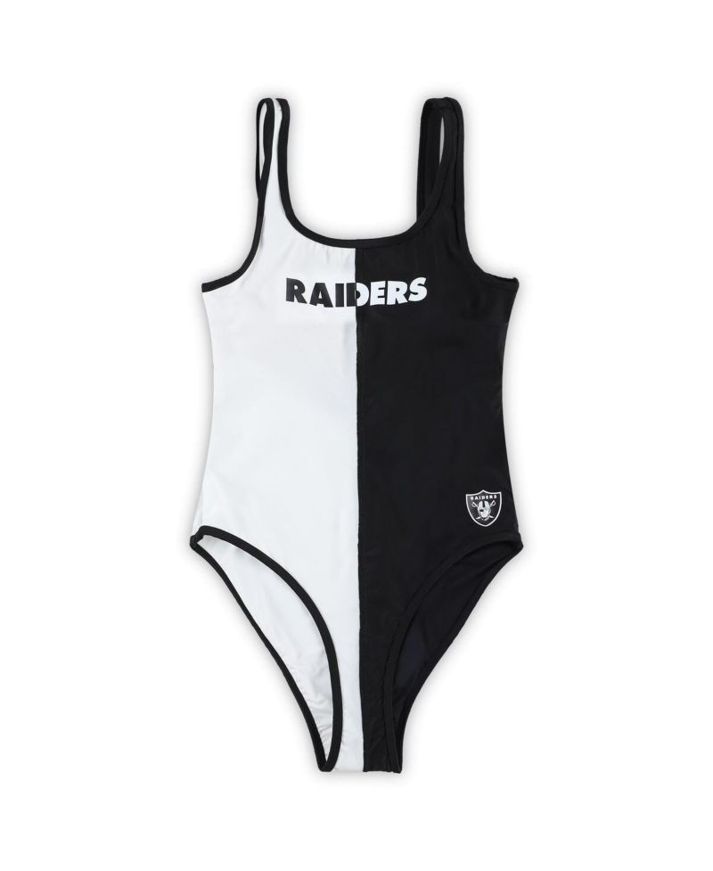 Women's Black/White Las Vegas Raiders Last Stand One-Piece Swimsuit