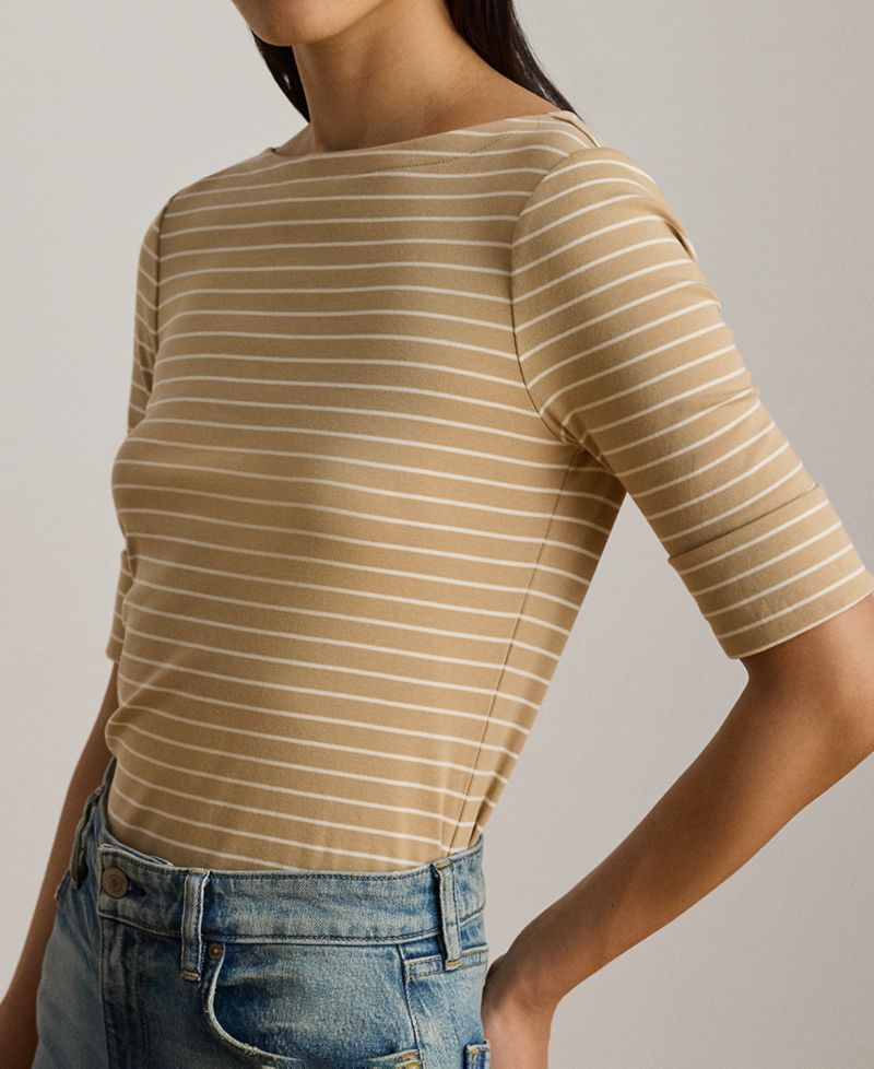 Women's Striped Boat Neck Top