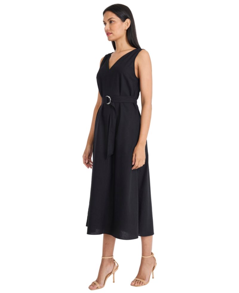 Women's Sleeveless Tie Belt Midi Dress