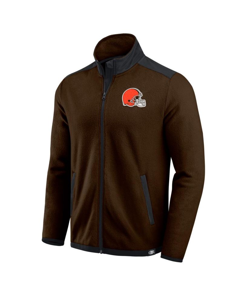 Darius Rucker Collection by Men's Brown Cleveland Browns Color Block Polar Fleece Full-Zip Jacket