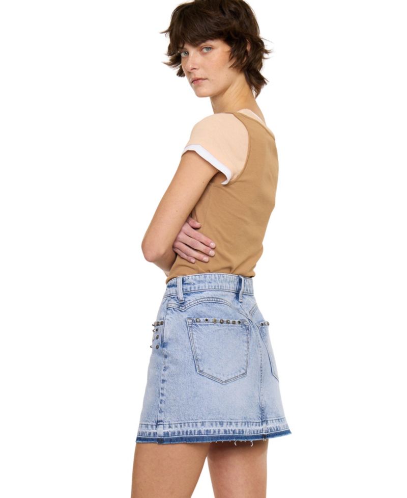 Women's USA Mildred Mid Rise Western Studded Denim Skirt