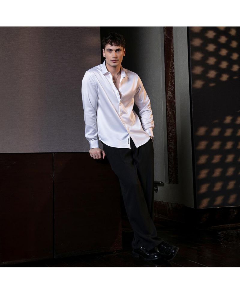 Men's Chalk White Satin Lustre Shirt