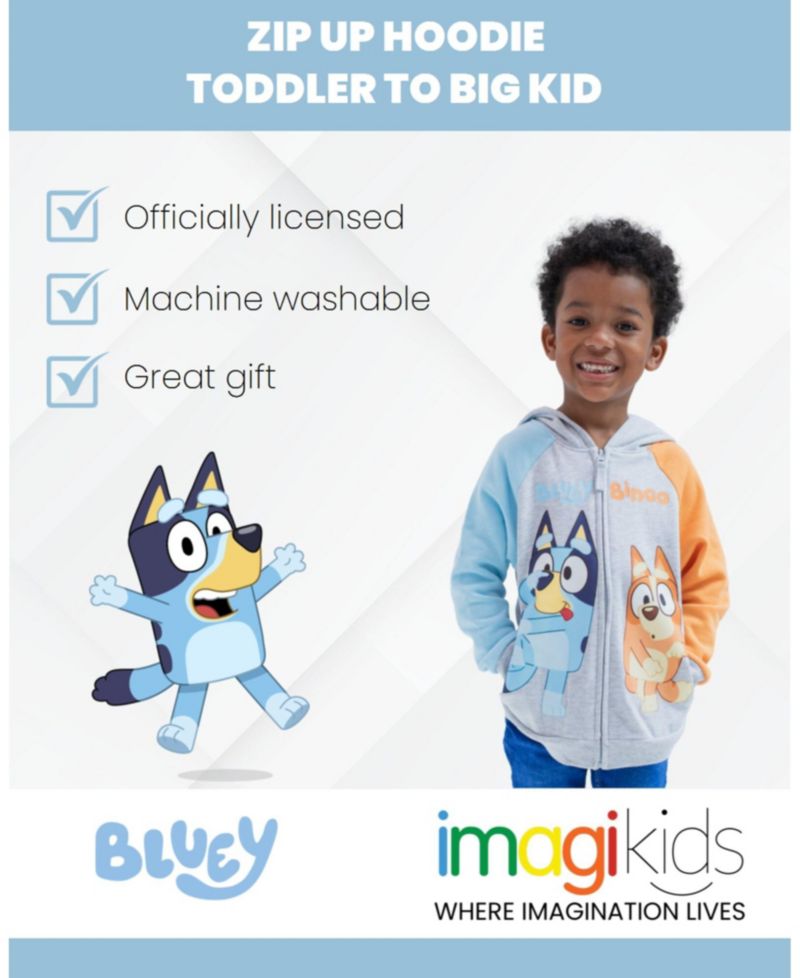 & Bingo Fleece Zip-Up Raglan Hoodie Toddler| Child Boys