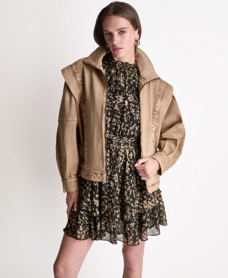 Women's Acid Wash Collared Oversize Jacket