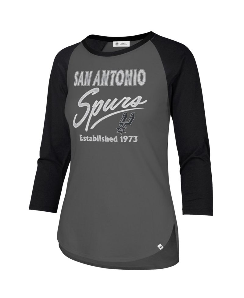 Women's Gray San Antonio Spurs High Rise Frankie Raglan Long Sleeve T-Shirt