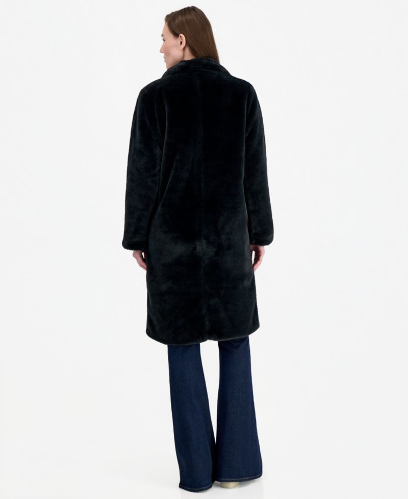 Juniors' Faux-Fur Double-Breasted Coat
