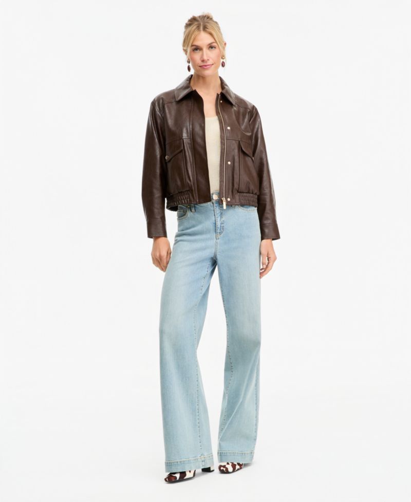 Women's Faux Leather Bomber Jacket