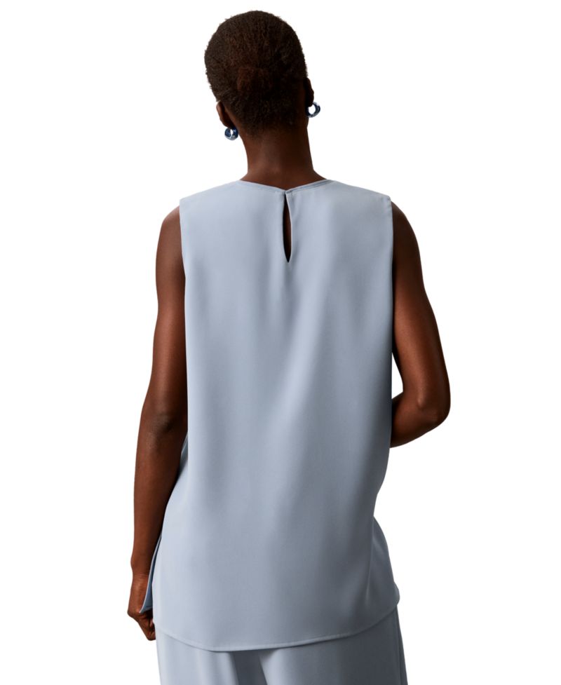 Women's Crewneck Sleeveless Side-Slit Top