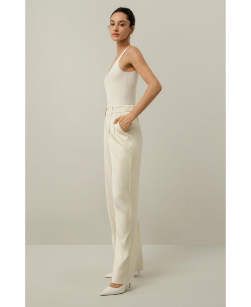 Women's Double-Faced Charmeuse Straight- Leg Pant