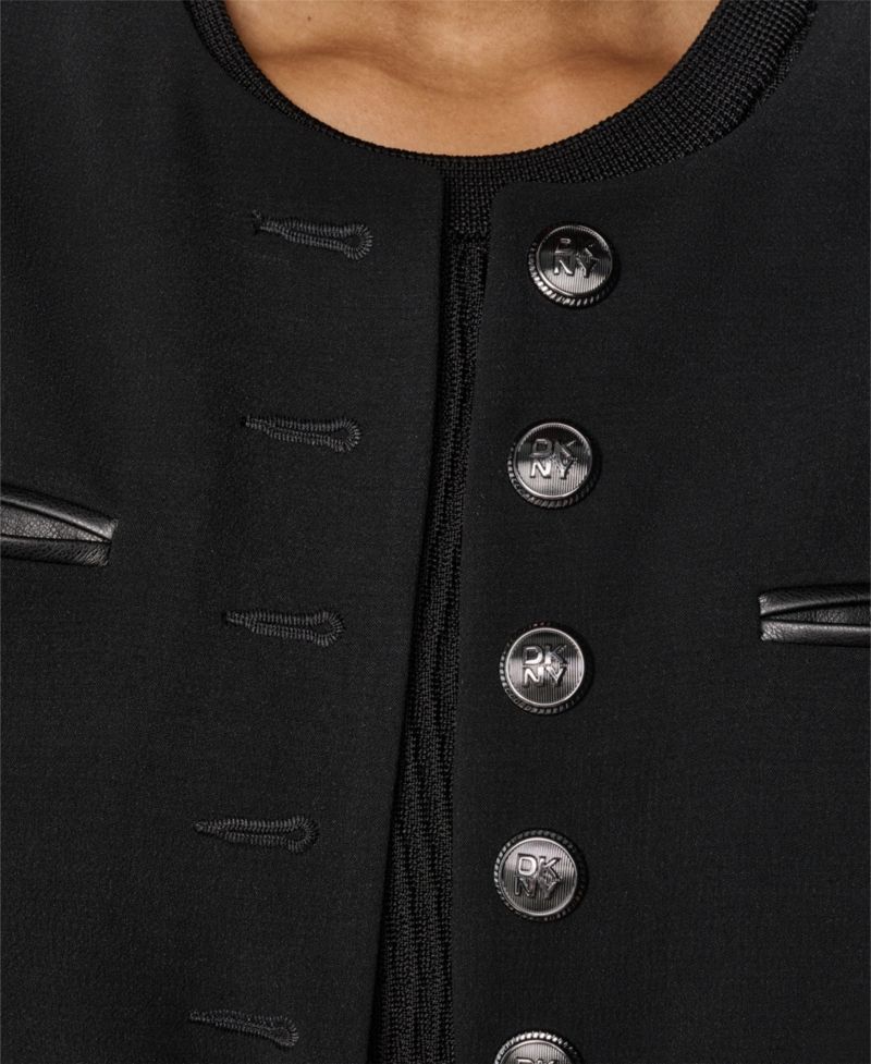 Women's Cropped Collarless Long-Sleeve Jacket