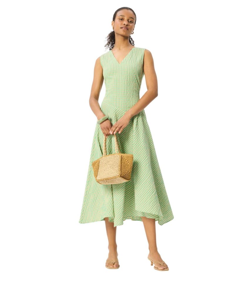 Women's Checked V-Neck Asymmetric Dress
