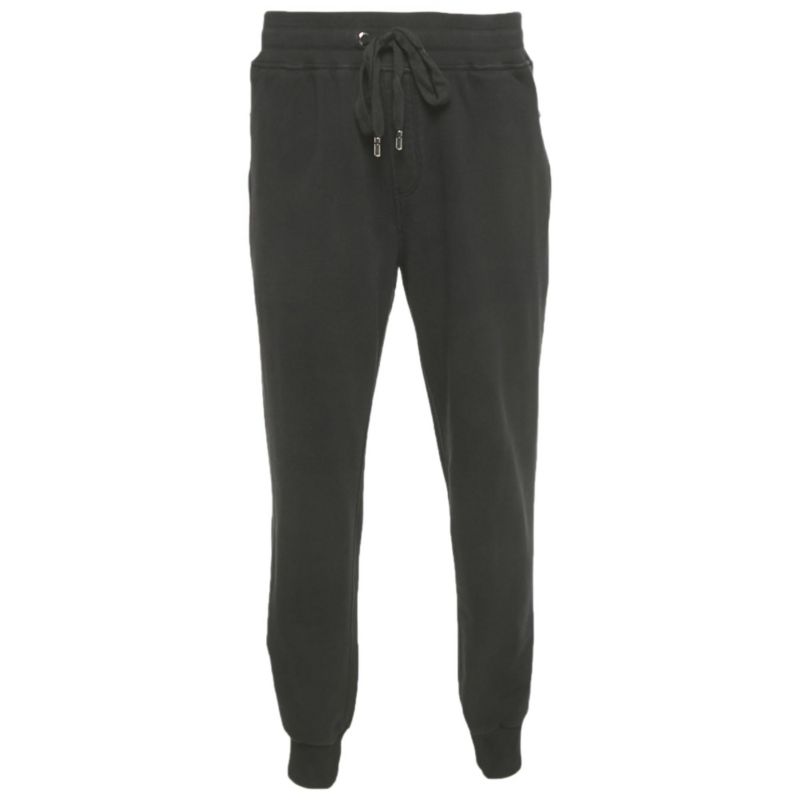 Men's Black Cotton Logo Plaque Detail Jogger