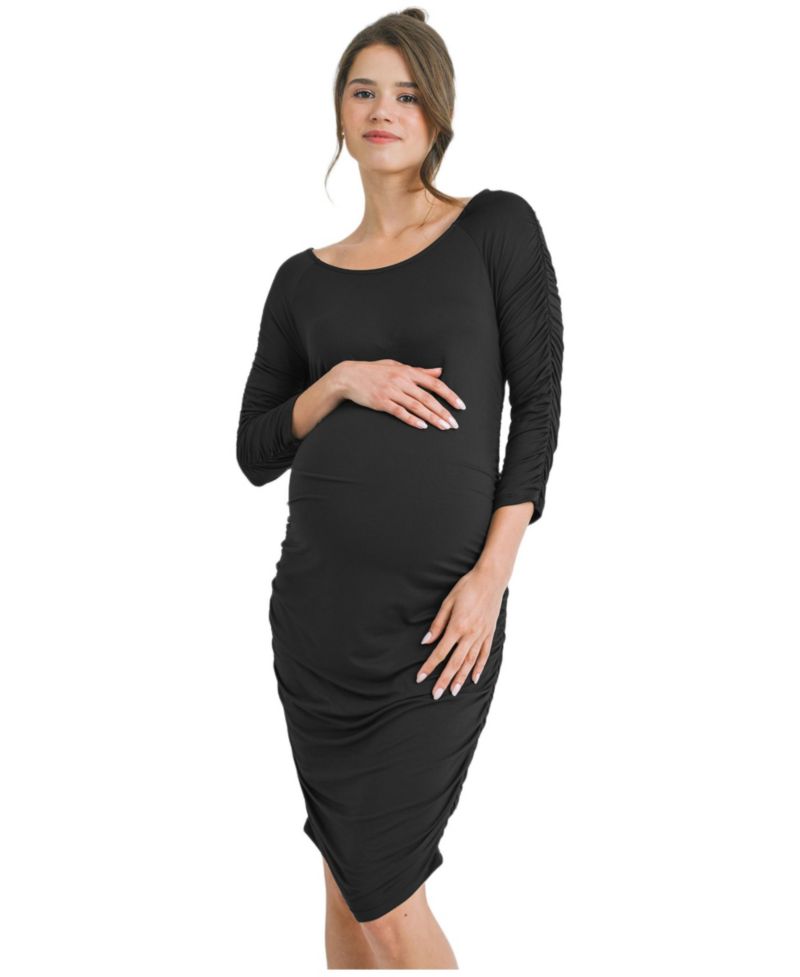 Women's Bodycon Scoop Neck Side Ruched Dress