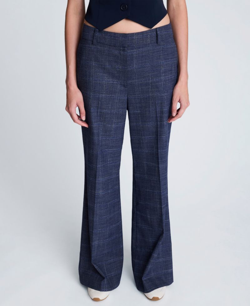 Women's Plaid Mid-Rise Flare Pants