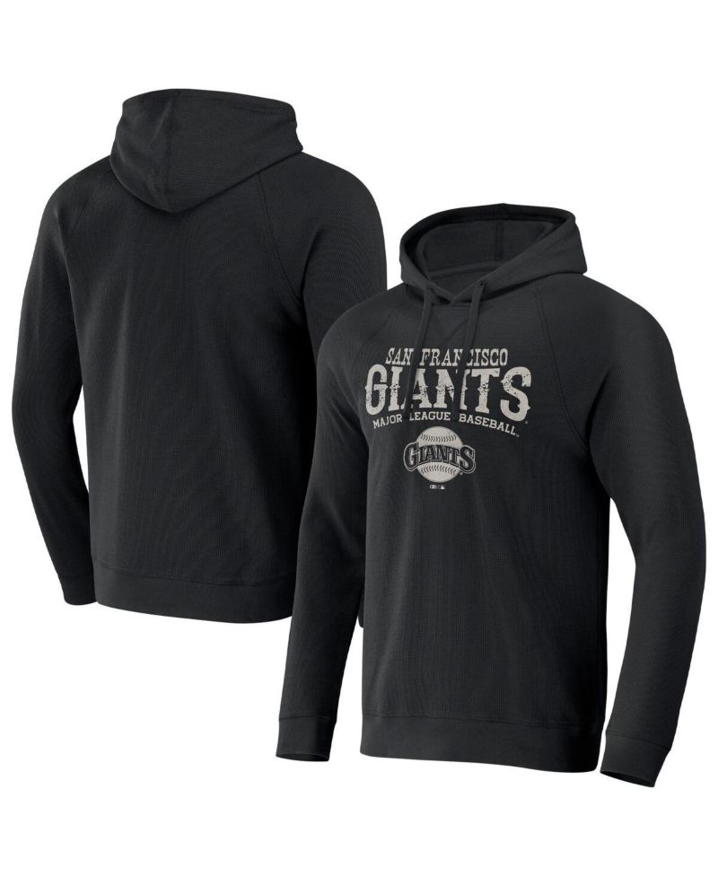 Men's Darius Rucker Collection by Black Distressed San Francisco Giants Waffle-Knit Raglan Pullover Hoodie