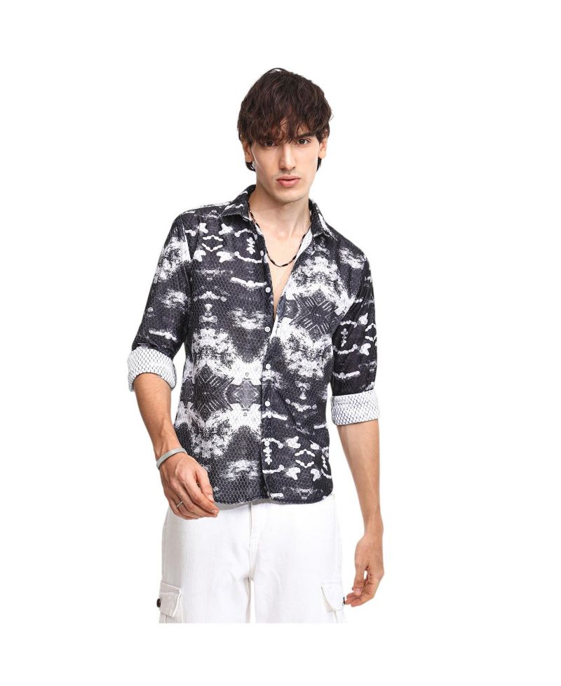 Men's Midnight Black & Ivory White Reptilia Shirt