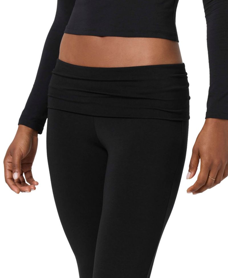 Women's Fold Down Fit & Flare Cotton-Blend Yoga Pants