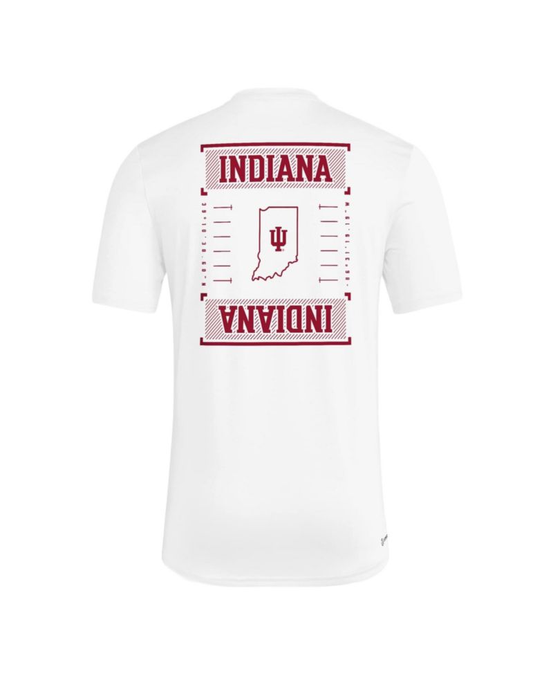 Men's White Indiana Hoosiers Locker Football Icon AEROREADY Pre-Game T-Shirt