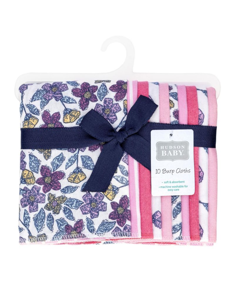 Girl Cotton Poly Flannel Burp Cloths 10-Pack