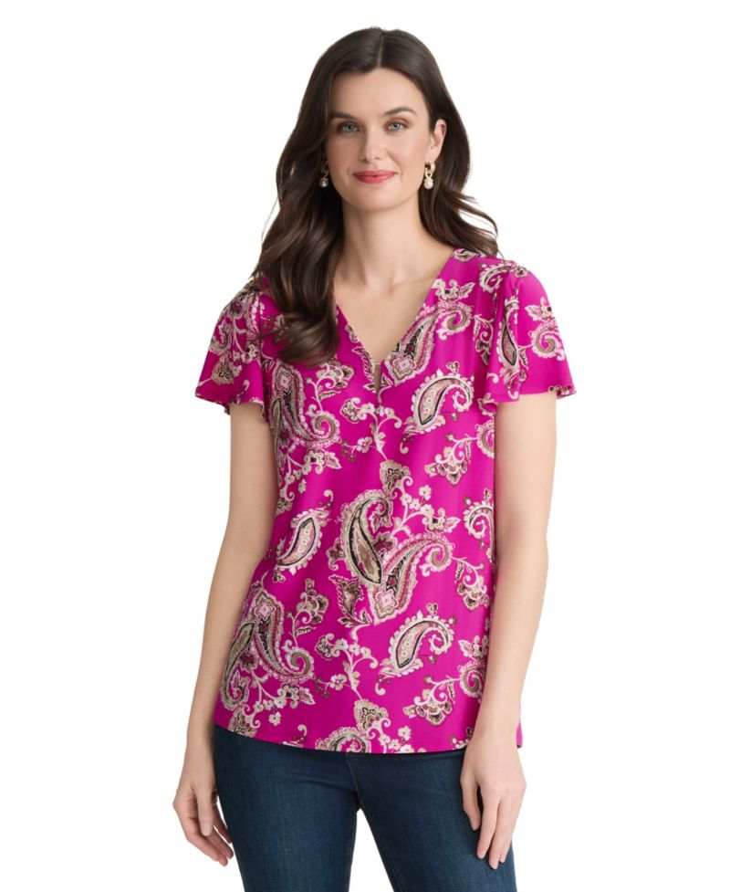 Women's Printed V-Neck Top
