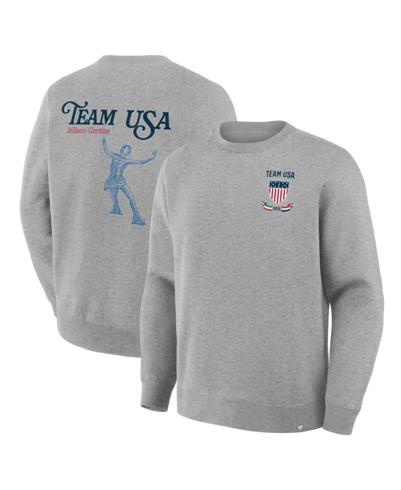 Men's Heather Gray Team USA Milano Cortina 2026 Winter Olympics Figure Skating Sweatshirt