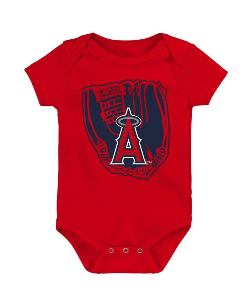 Newborn and Infant Boys and Girls Navy, Red, White Los Angeles Angels Minor League Player Three-Pack Bodysuit Set