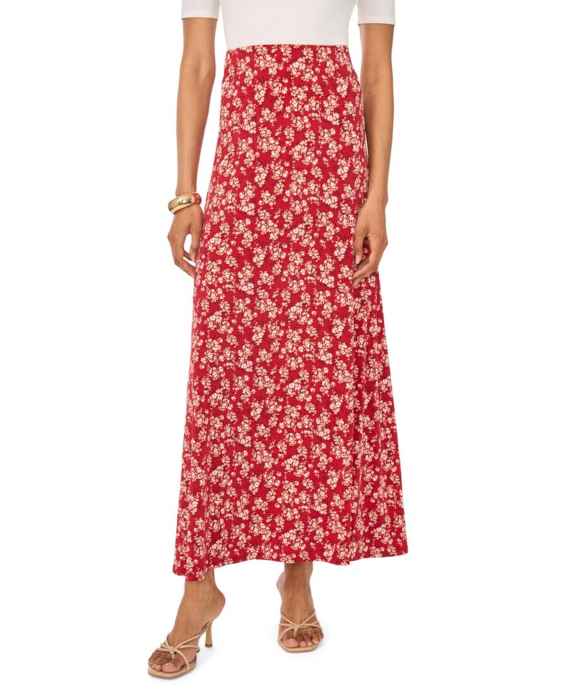 Women's High-Waisted Floral Maxi A-Line Skirt