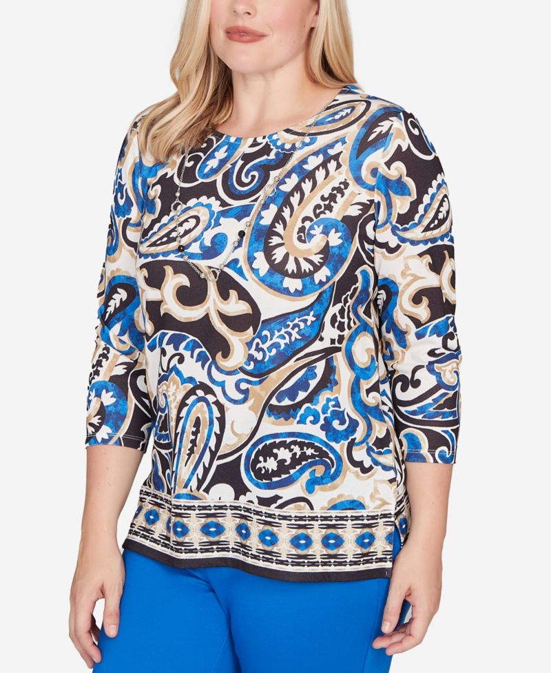 Barcelona Paisley Knit Top with Necklace