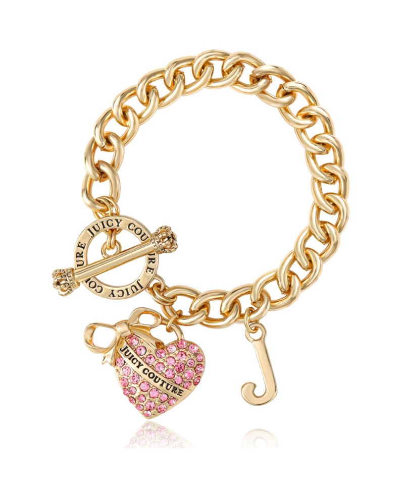PavÃ© Heart Toggle Bracelet, Gold&acirc;€‘Tone Curb Chain