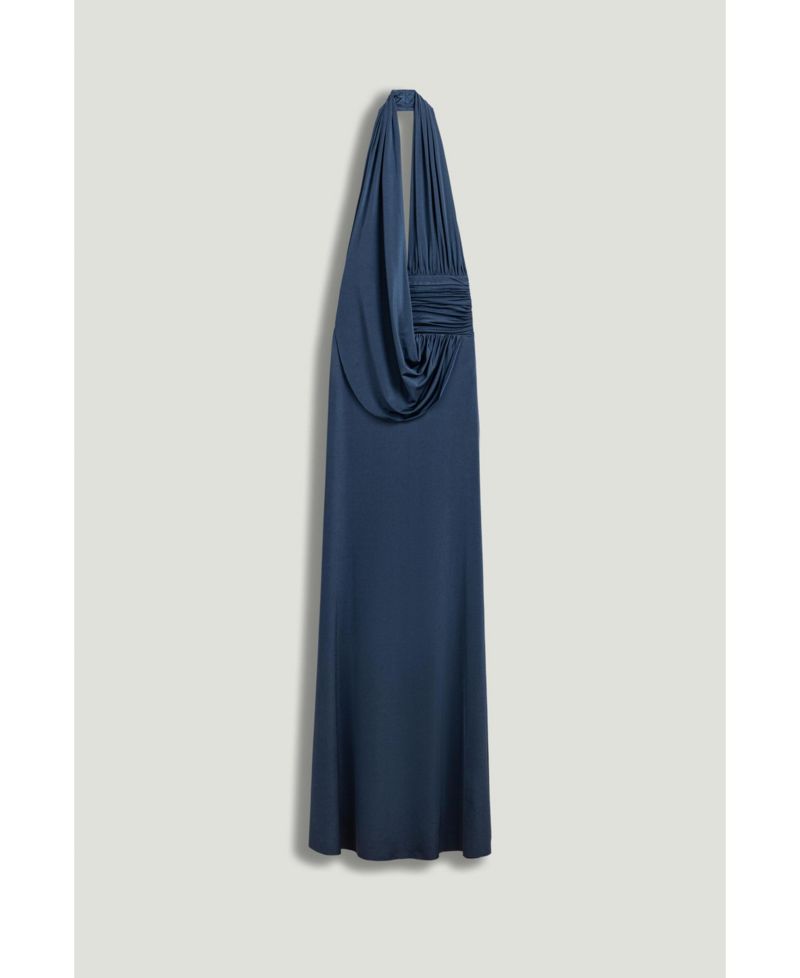 Women's Draped Halter Neck Maxi Dress