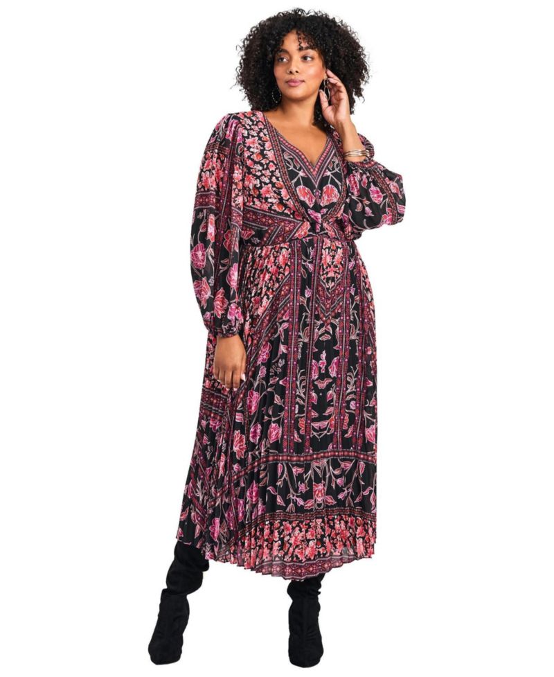 Women's Plus Size Harmony Twist Front Pleated Dress