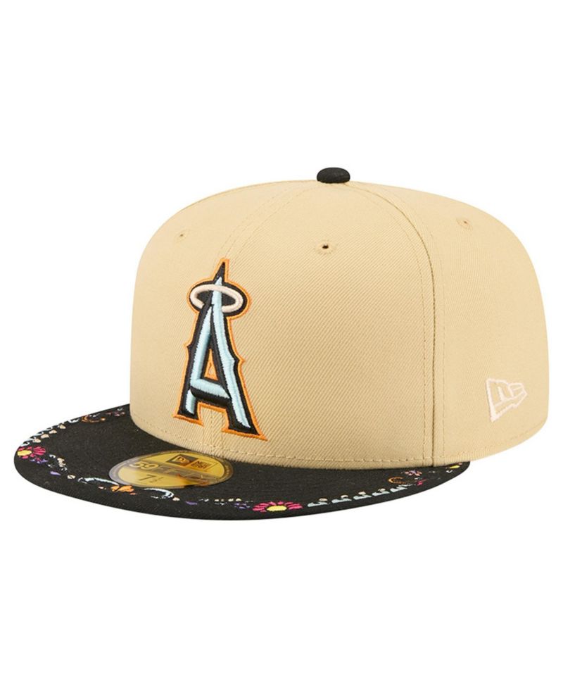 Men's Light Beige Los Angeles Angels Two-Tone Embroidered Visor 59FIFTY Fitted Hat
