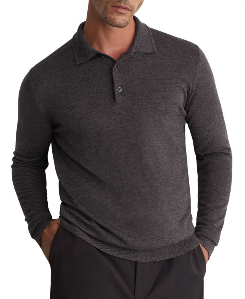 Men's Trafford Long-Sleeve Slim-Fit Merino Wool Polo Shirt