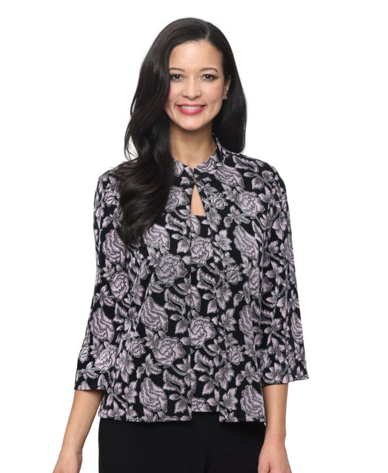 Petite 3/4-Length-Sleeve Jacket and Sleeveless Top, 2-Piece Set