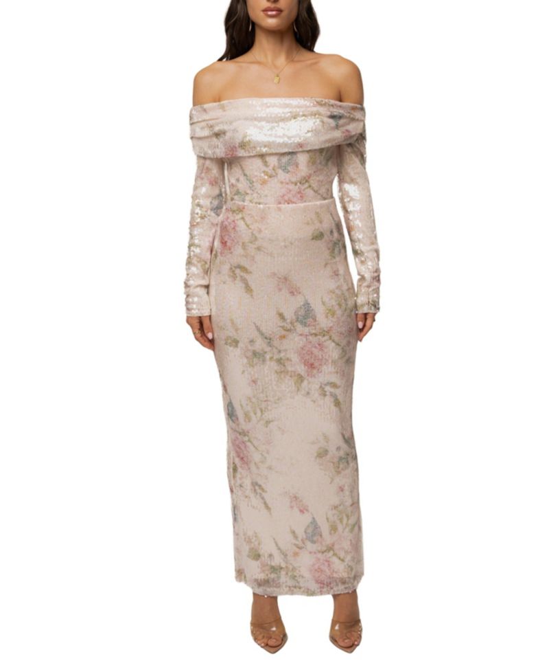 Women's Villa Nights Off-the-Shoulder Long-Sleeve Floral Bodysuit