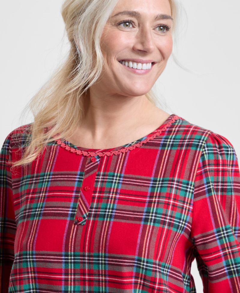 Women's Brinkley Plaid Flannel Sleep Dress Matching Family Pajamas