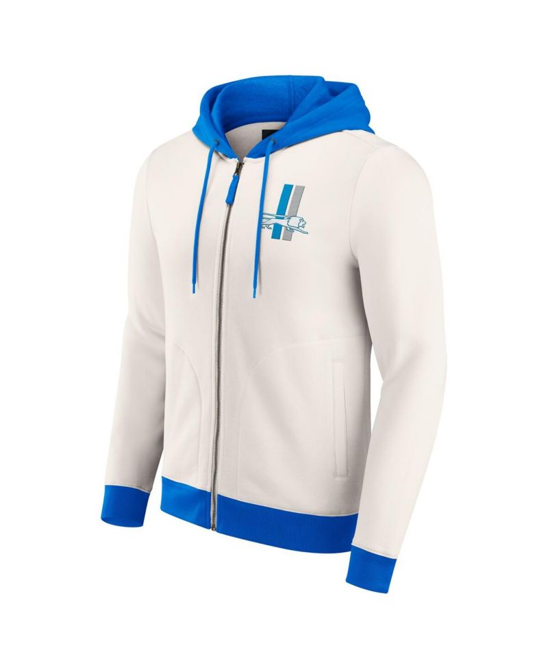Darius Rucker Collection by Men's Cream Detroit Lions Distressed Graphics Full-Zip Hoodie