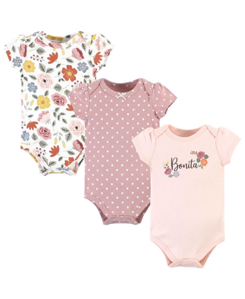 Baby Girls Cotton Bodysuits 3-Pack