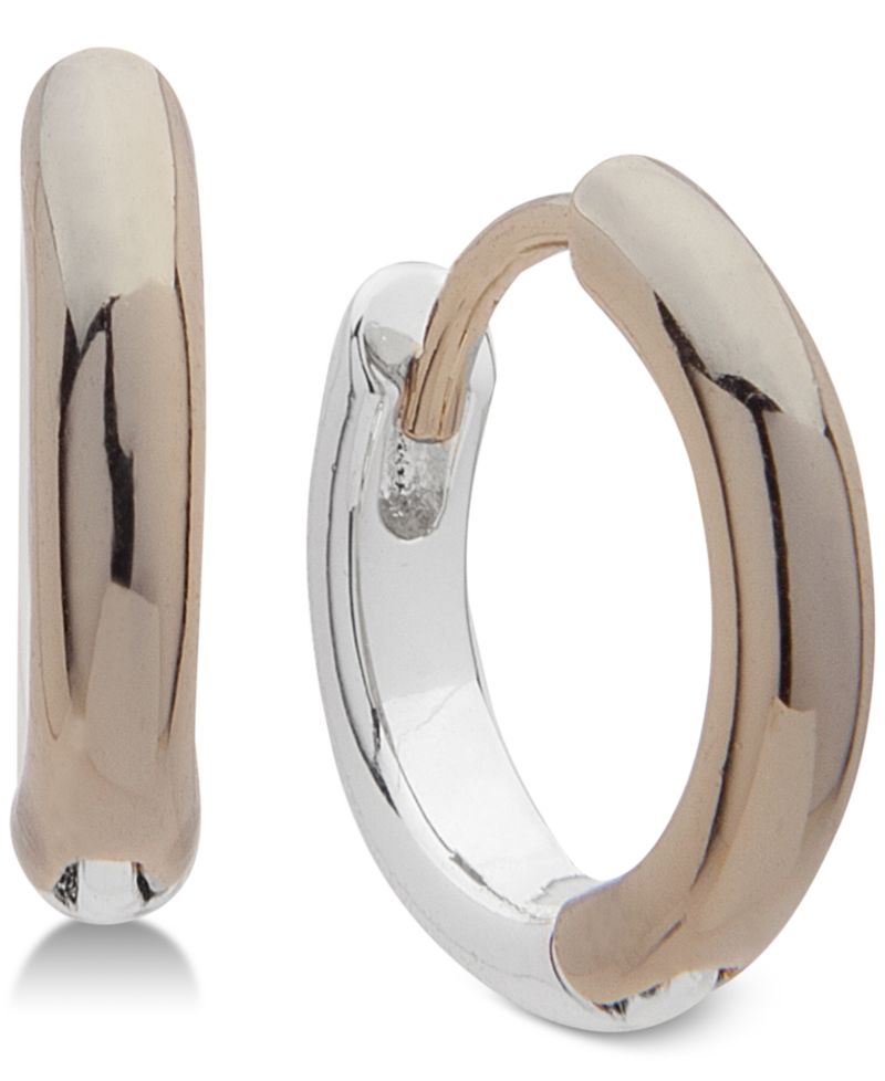 Two-Tone Huggie Small Hoop Earrings s