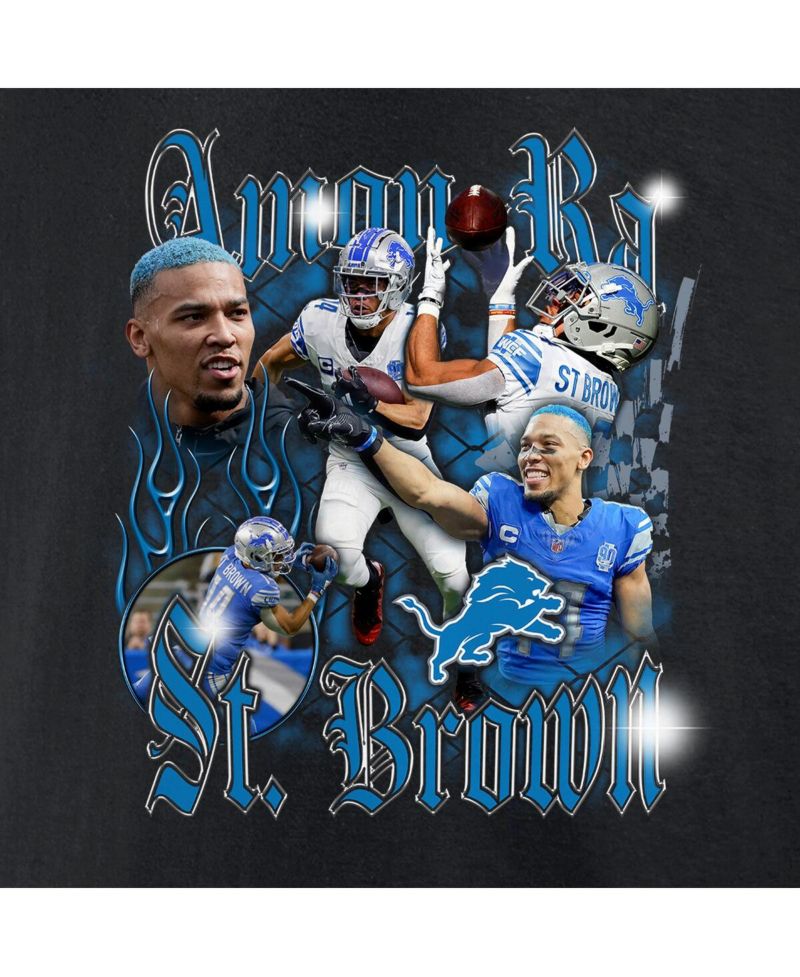Men's Amon-Ra St. Brown Black Detroit Lions Notorious Player Graphic T-Shirt