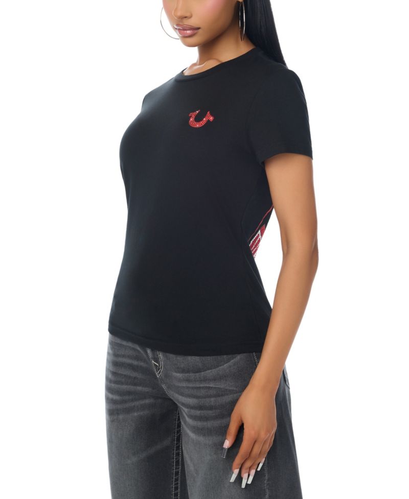 Women's Crystal Buddha Short-Sleeve Graphic Crew Neck T-Shirt