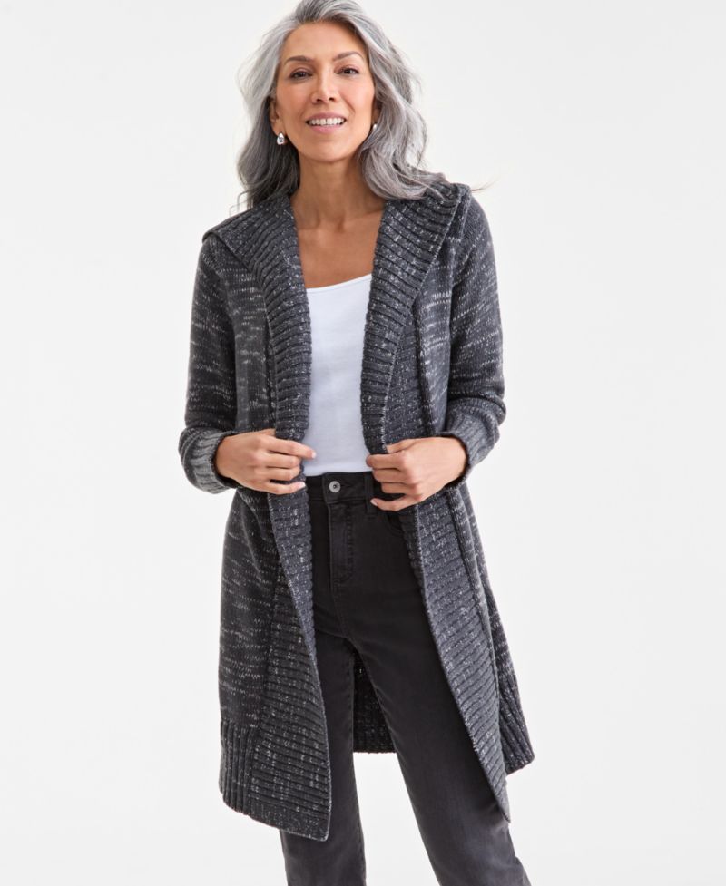 Women's Hooded Open-Front Cardigan