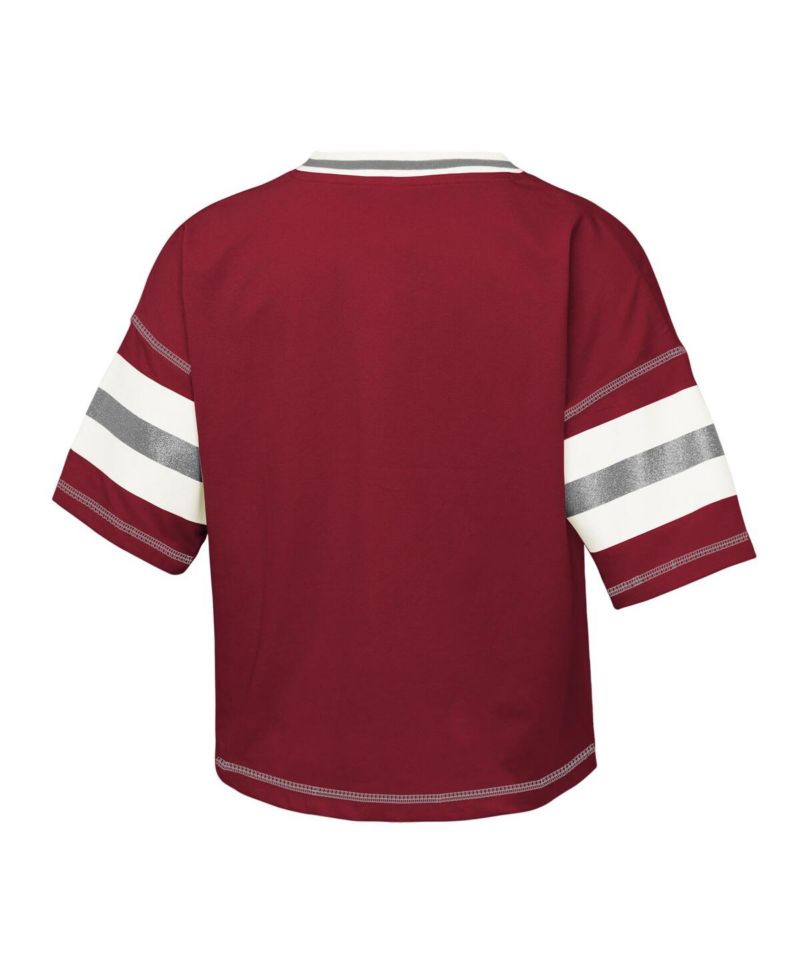Big Girls Crimson Oklahoma Sooners Gridiron Jersey V-Neck T-Shirt